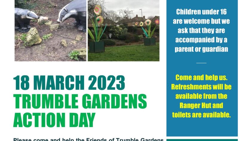 trumble gardens in thornton heath's action day poster. 4 images of trumble gardens and infoormatioon such as the date: 18th march 2023